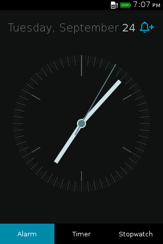 Screenshot of Clock app