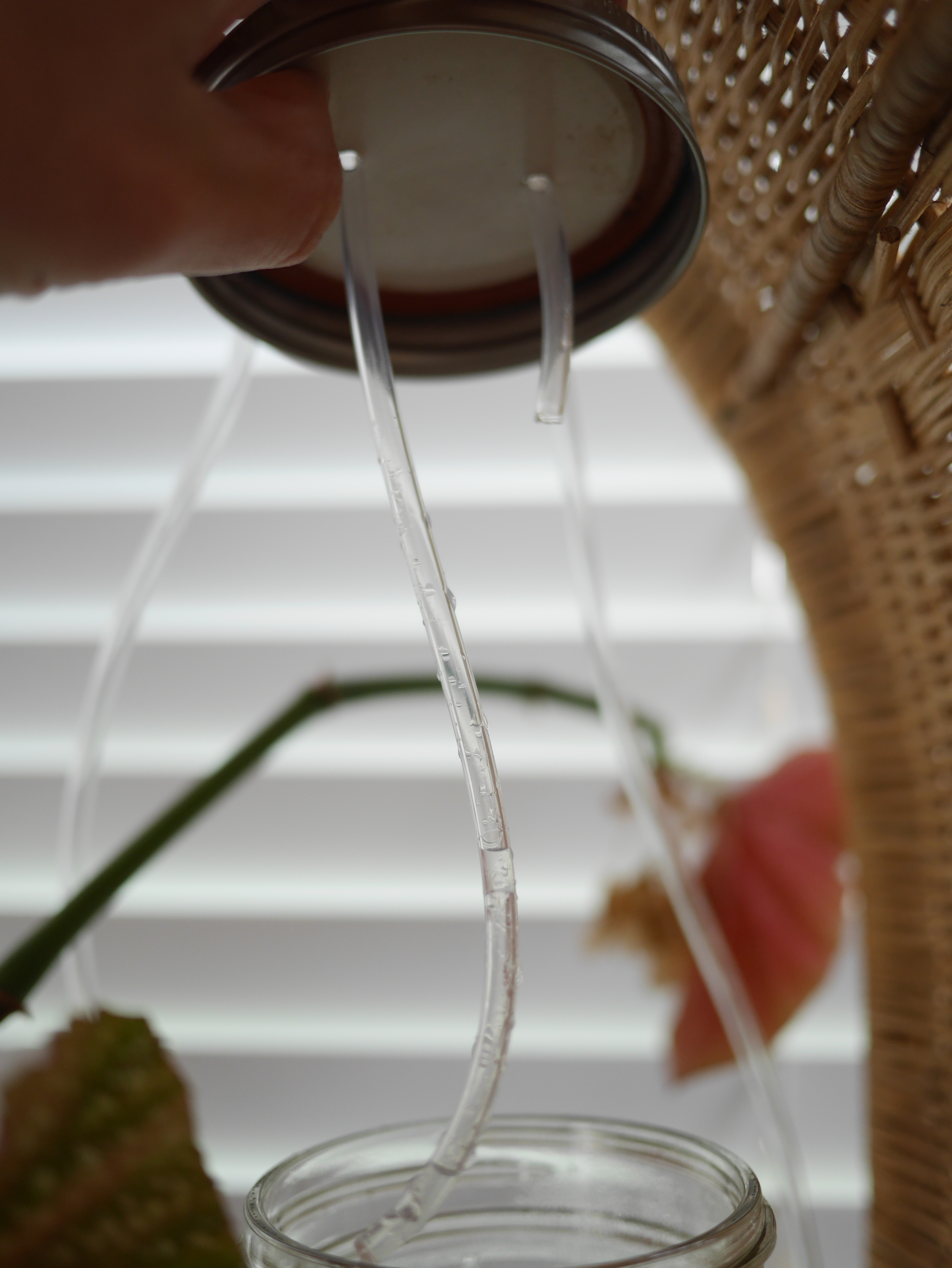 Jar lid with two tubes running through